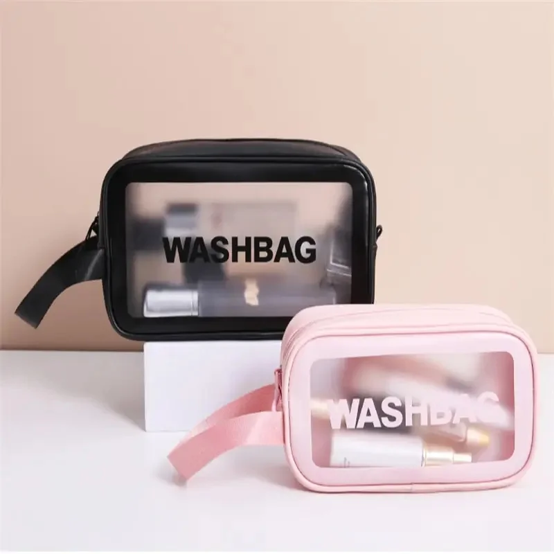 Portable Cosmetic Waterproof Bag Large Capacity Dust Proof Make Up Storage Handbags PVC Fashion Transparent Travel Bags - Image 4