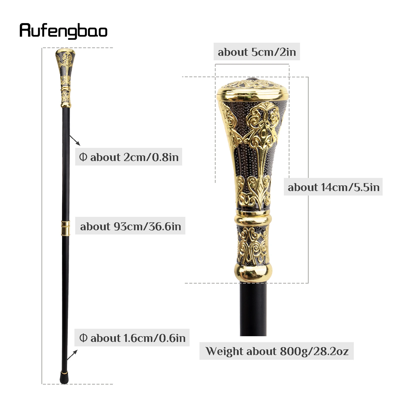 Golden Black Luxury Flower Round Handle Fashion Walking Stick for Party Decorative Walking Cane Elegant Knob Crosier Knob 93cm - Image 6