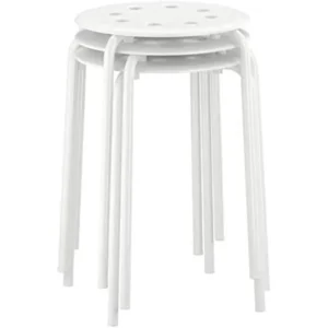 Marius Steel, Epoxy Powder Coating Stool (White), Set of 1,3.94"D x 5.91"W x 1.97"H