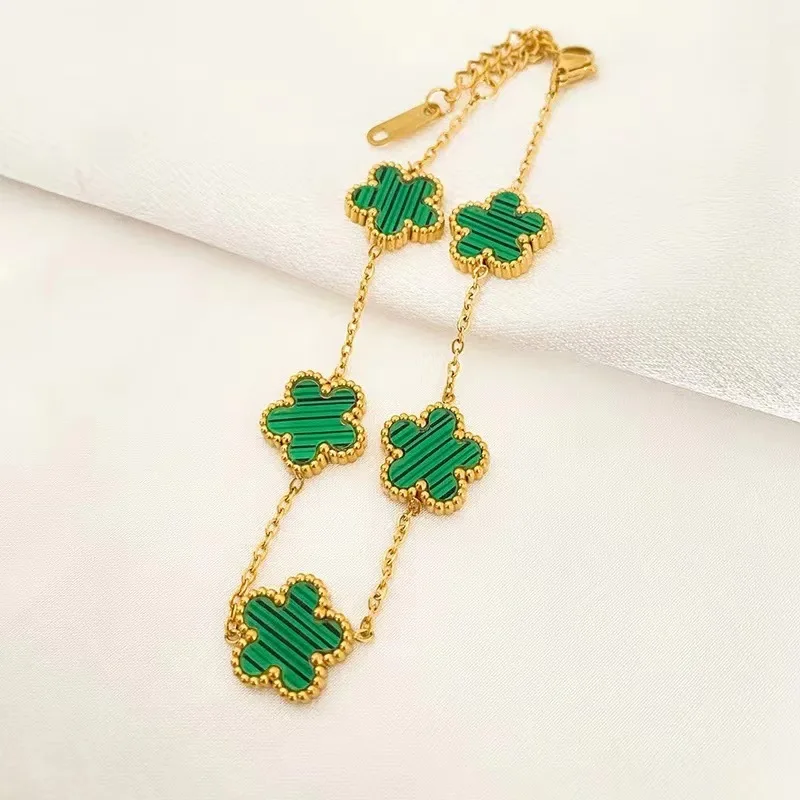 1/2/3Pcs 18K Gold Plated Stainless Steel Five Leaf Bracelet for Women, Elegant Flower Design Necklace Bracelet Jewelry Gift - Image 14