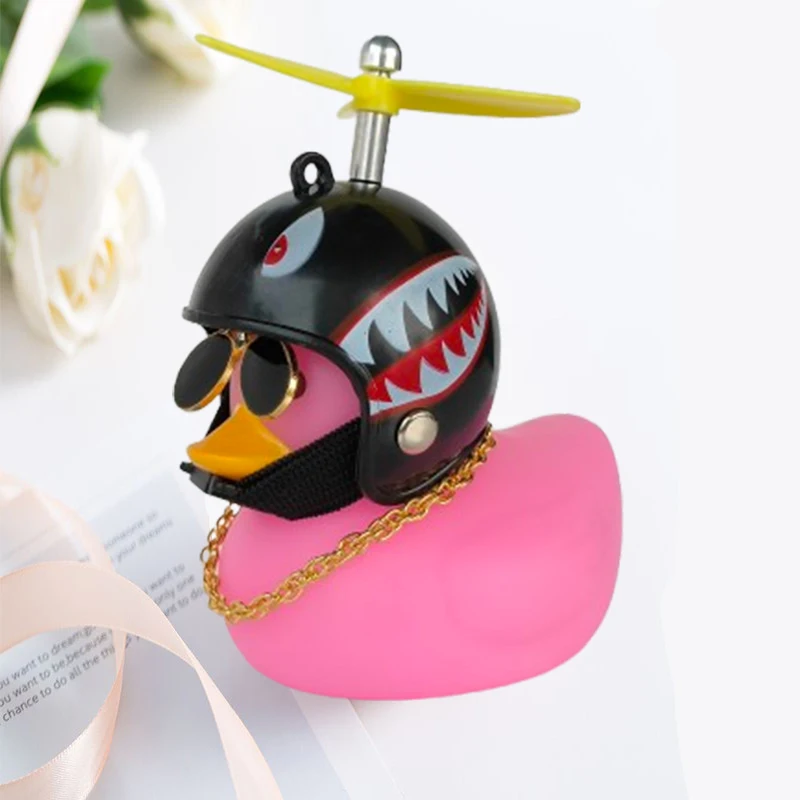 Car Duck With Helmet Broken Wind Pendant Small Yellow Duck Road Bike Motor Helmet Riding Cycling Accessories Without Lights - Image 19
