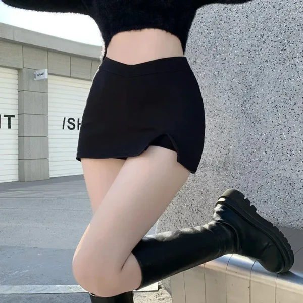 Black Split Mini Skirts Women Summer Sexy Club High Waist Slit Skirt Streetwear Korean Party Fashion Irregular Slim A Line Skirt - 图片 3
