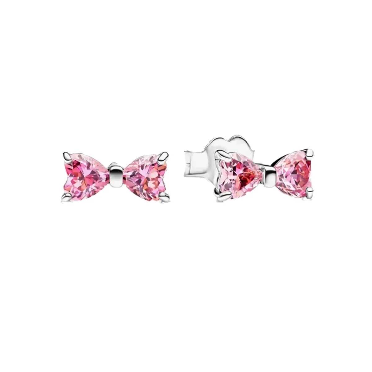 Pink Bow Set Original 925 Sterling Silver Colorful Zircon Ring Earrings Bracelet Necklace Original DIY Women's Jewelry Gift - Image 24