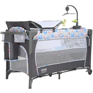 SucceBuy Baby Bassinet 77 pounds Load Capacity Easy to Fold Portable Bassinet Bedside Sleeper with Storage Basket and Wheels