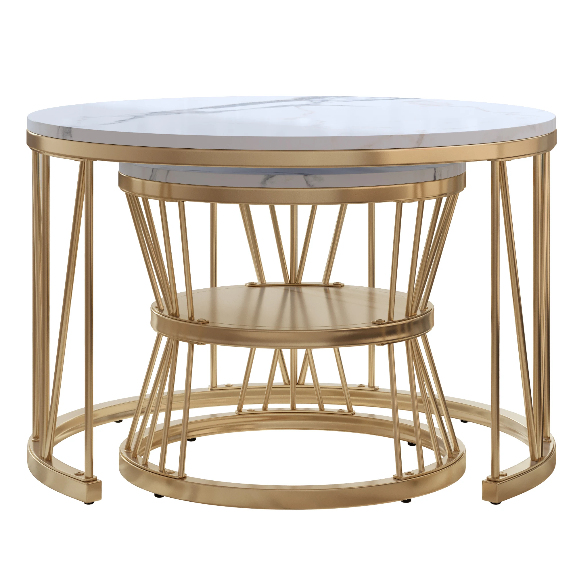Anajqaqia Round Coffee Table Set 70x70x45cm 45x45x40cm - Image 4