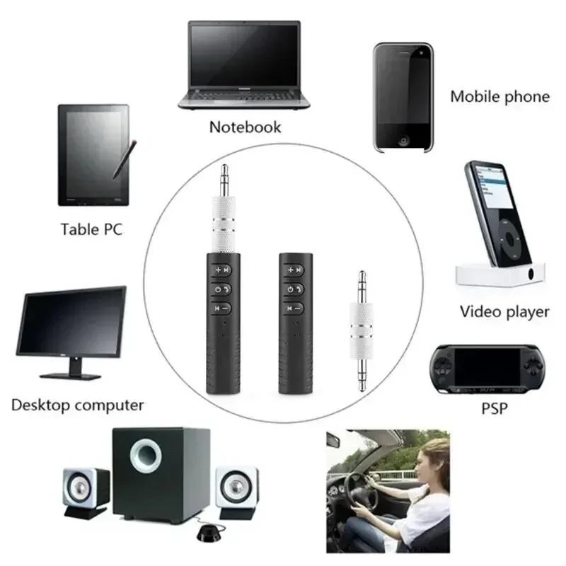 Car Bluetooth Receiver Transmitter BT5.0 3.5mm AUX Jack Stereo Music Audio Car Kit Speaker Amplifier Wireless Adapter with Mic - Image 2