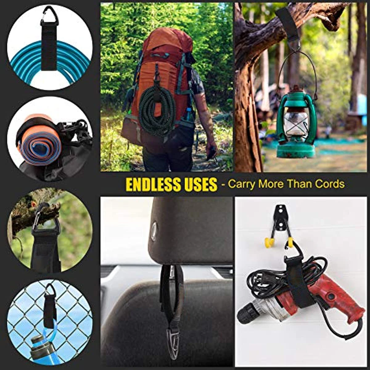 Cord Organizer Holder with Triangle Buckle Wire Manager Power Cord Management Nylon Heavy Cord Storage Straps for Cables Hoses - Image 6