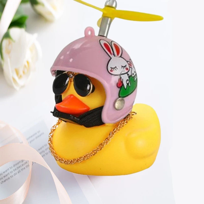 Car Duck With Helmet Broken Wind Pendant Small Yellow Duck Road Bike Motor Helmet Riding Cycling Accessories Without Lights - Image 16
