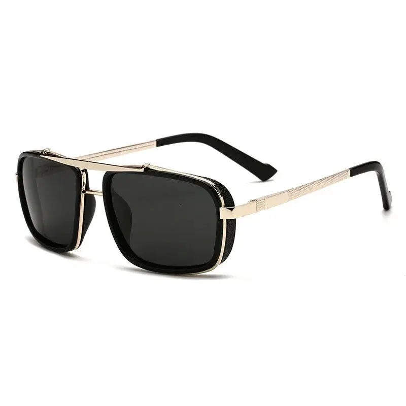 New Sunglasses Punk Sunglasses New Men's Square Uv400 Twin-beam Aviator Sunglasses - Image 4