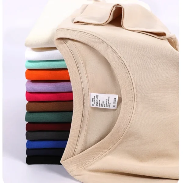 100% Cotton Men's Women Summer T-shirt Loose Short-sleeved Casual Basic T-Shirt Round Neck Solid Color Breathable Unisex Tops - 图片 4