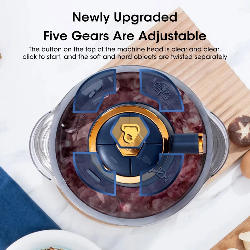 5L Electric Meat Grinders Food Crusher Stainless Steel Multifunctional Vegetable Slicer Processor Chopper Kitchen Appliances - Image 3