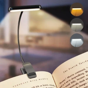 Portable Flexible Easy Clip Night Reading Lamp USB Rechargeable Reading Light 3Colors Warm Cool White Daylight Book Lamp