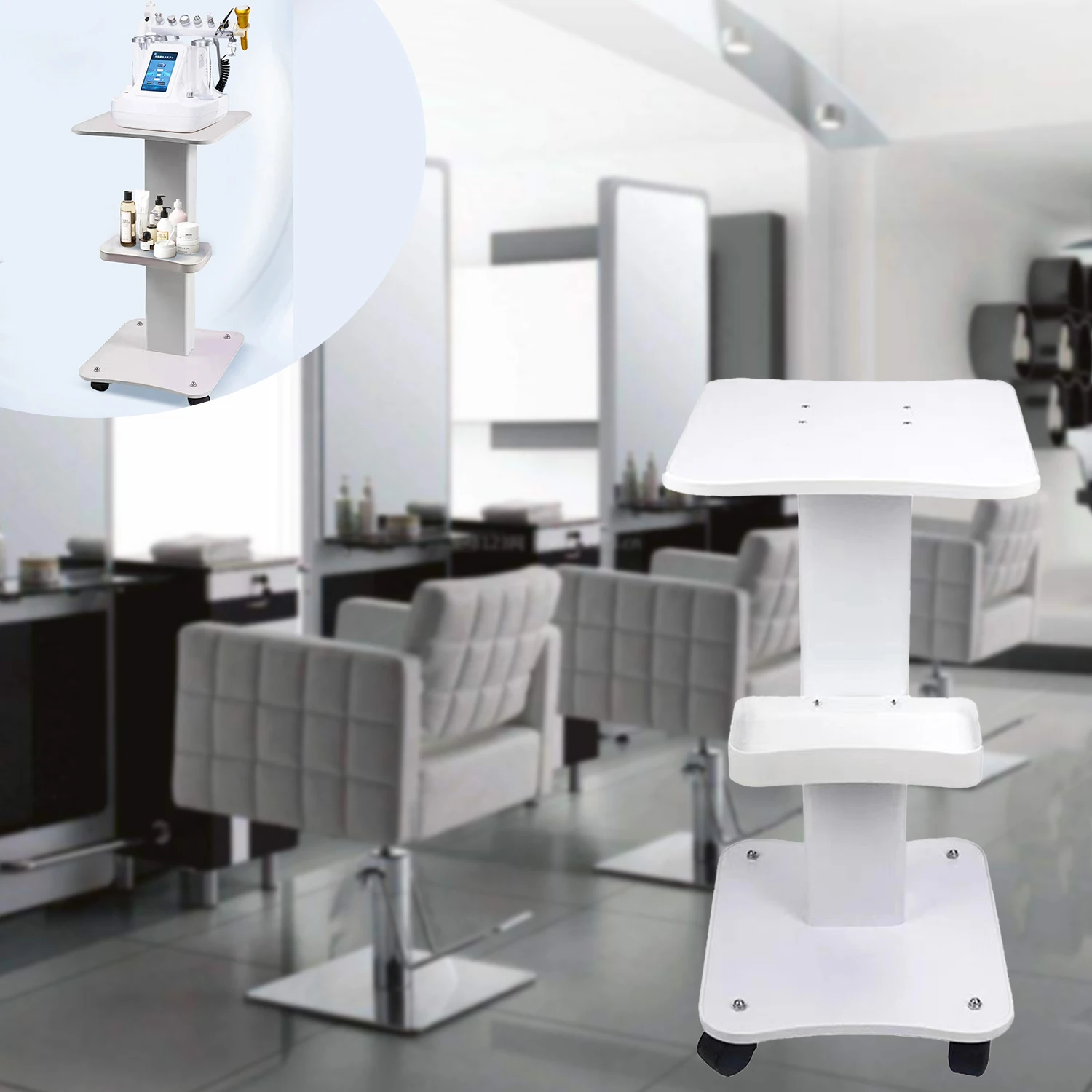 High End beauty equipment trolley, 360 Degree Rotating Small Trolley for Beauty Devices, Salon Roller Trolley, Storage Rack - Image 3