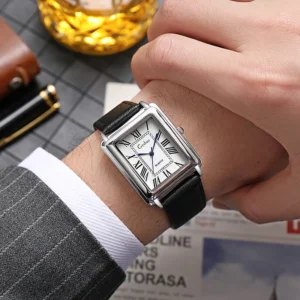 2025 New Fashion Designer Rectangle Dial Quartz Watch For Men Casual Leather Strap Luxury Business Wristwatch Relogio Masculino