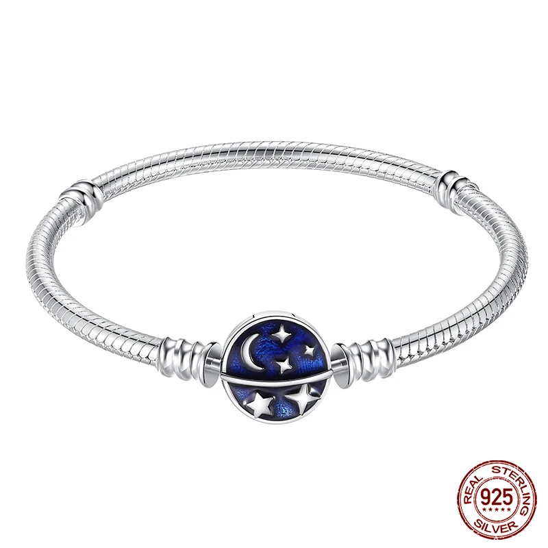 Bracelet Silver 925 Original 17-20CM Star Moon Sun Four Leaf Clover Green Zircon Bracelets Fit DIY Charms Birthday Jewelry Gifts - Image 32