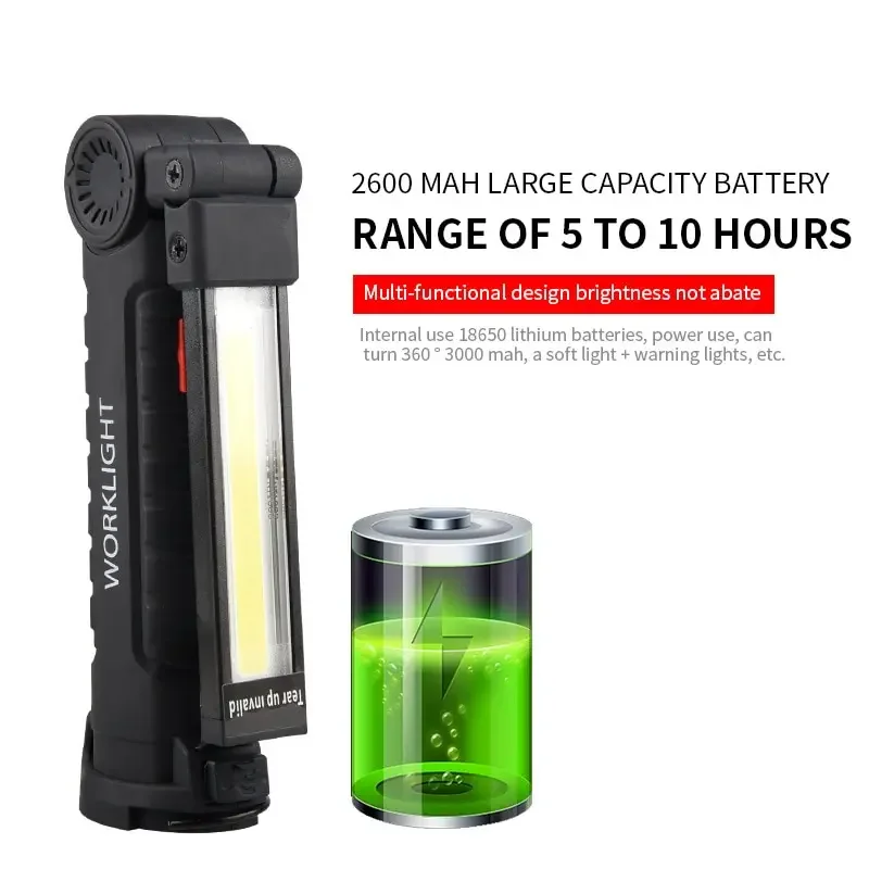 Folding LED Work Light Portable Spotlight with Magnetic Base Clip USB Charging Repair Torch Movable Work Light Flashlight - Image 6