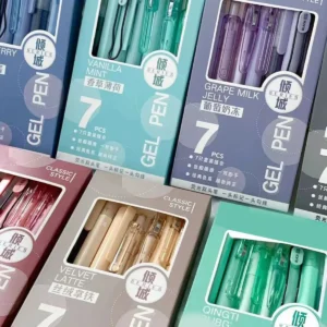 7pcs Boxed Press Students Exam Opening School Gift Gel Pen 0.5mm Black