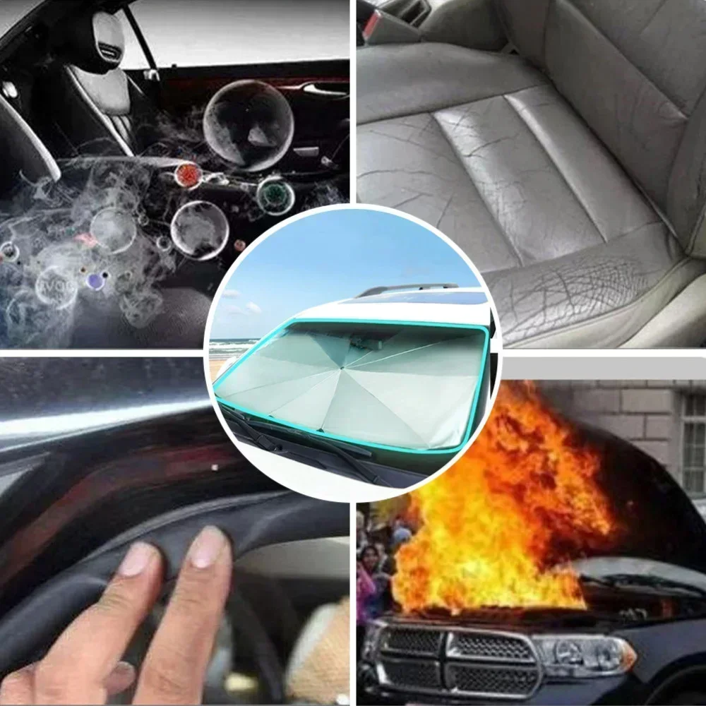 Rubber Sunshade Umbrella For Car Uv Protection Folding High Shading Car Umbrella Front Windshield High Shading Silver Sunshade - Image 5