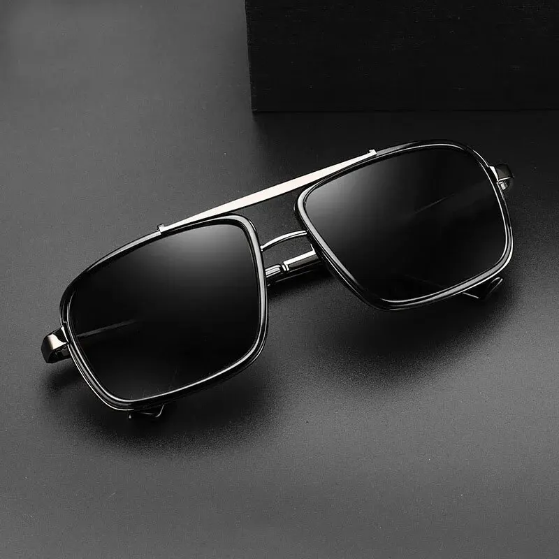 New Sunglasses Punk Sunglasses New Men's Square Uv400 Twin-beam Aviator Sunglasses - Image 2