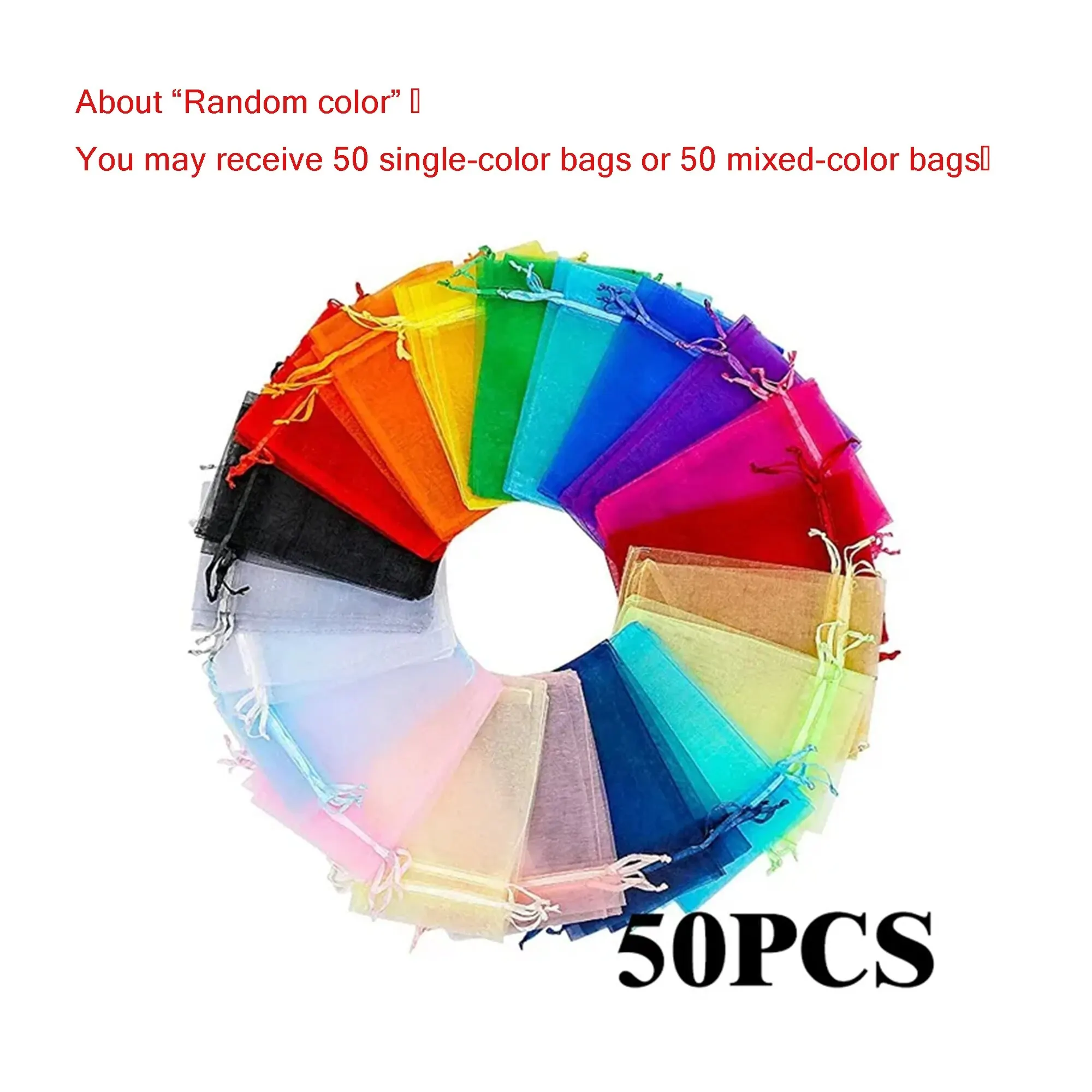 50pcs/Lot Multicolor Jewelry Packaging Bag 7*9 11*16 15*20cm Organza Bags Gift Storage Wedding Drawstring Pouches Wholesales - Image 9