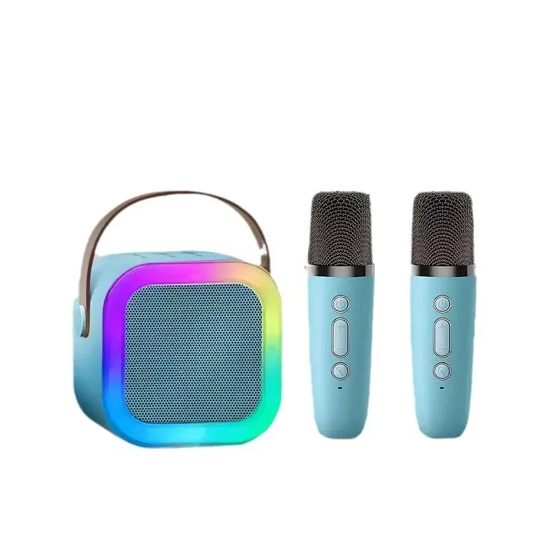 Mini Portable Karaoke Speaker -2 micphones Family KTV Singing Set with DSP Built-in RGB LED Lights Deep Bass Long Battery Life - Image 2