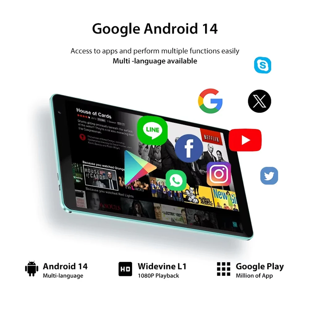 Teclast P85T Tablet PC Allwinner A523 8-Core/8inch 1280*800 HD IPS/4GB RAM/64GB ROM/5000mAh Type-C/Android 14/WiFi6+BT5.2 - Image 3