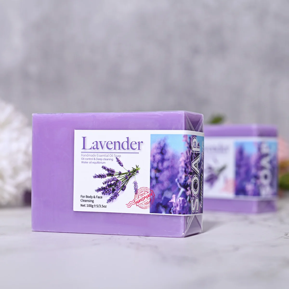 Natural Organic Lavender Essential Oil Soap Handmade Soap for Cleansing, Refreshing, Oil Control, Bath Soap - Image 3
