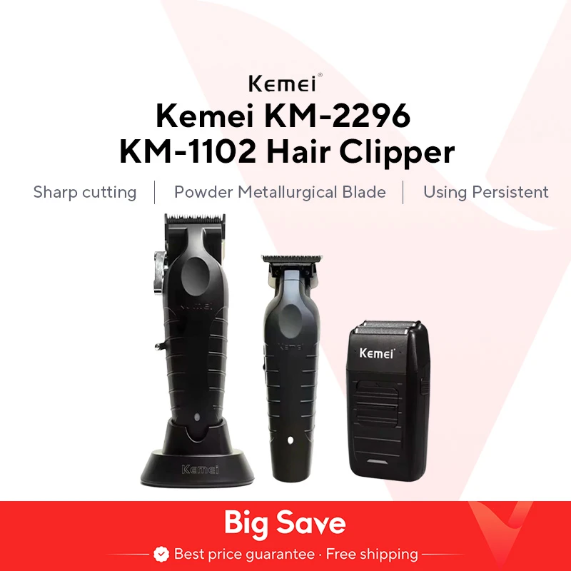 Kemei KM-2296 KM-2299 KM-1102 Hair Clipper Kit Men's Electric Shaver Hair Trimmer Machine Professional Hair Cutting Machine