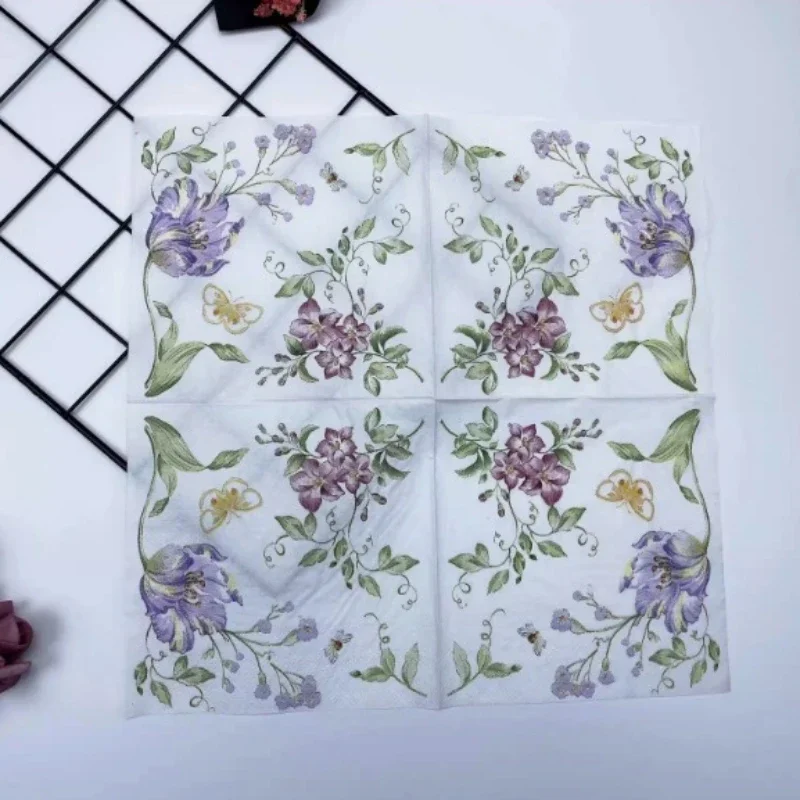 Colourful Printed Napkins Creative Plate Bone Bart Floral Square Paper Napkin Party Wedding Restaurant Paper Placemats 20pcs/pac - Image 5