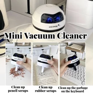 Vacuum Cleaner Desktop Mini Rechargeable-Car Vacuum & Automatic Rubber Shavings & Keyboard Dust Extractor for Portable Cleaning