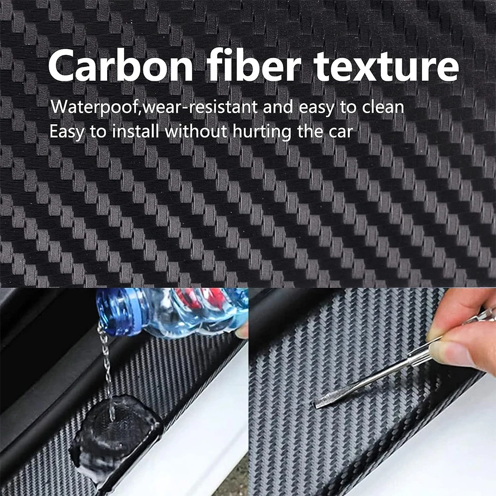 Car Door Edge Guards Door Sill Protector Black Waterproof 3D Carbon Fiber Anti Collision Film Scratch Cover Strip Stickers Tape - Image 5