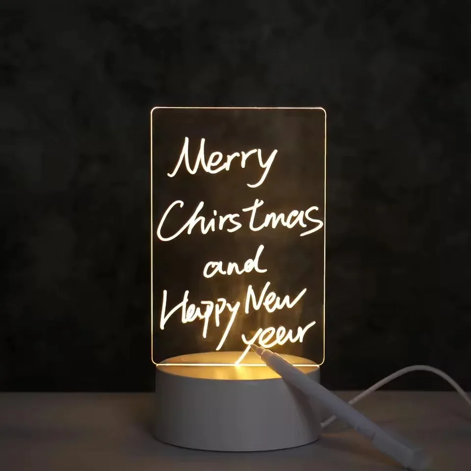 DIY Notepad LED Drawing Board Glowing Acrylic Message Board With Pen Erasable Children's Drawing Letter Message Board Night Lamp