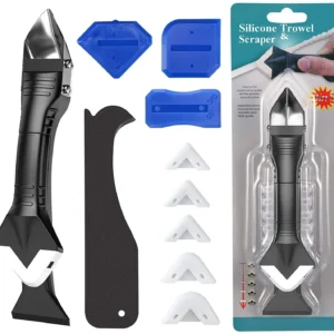 5 In1 Caulking Tool Kit Silicone Trowel Scraper Corner Finisher Sealant Grout Scraper for Kitchen Bathroom Window Sink Joint