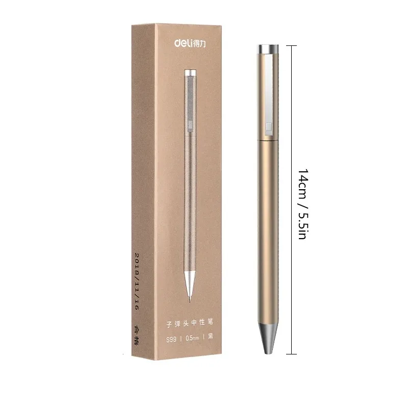 DELI Metal Sign Pen 0.5mm Gel Ink Pens Golden Silver Color Metallic Writing Pen Office Supplies - Image 3