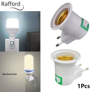 1 Pcs E27 Light Lamp Bulbs Socket Base Holder with Switch  EU/US Plug Adapter ON/OFF Standard Screw-in Socket Outlet Converter
