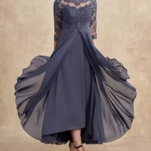 New Half Sleeves O-Neck Mother Of The Bride Dresses Lace Chiffon Backless Evening Gowns Mother of The Groom Dresses customized