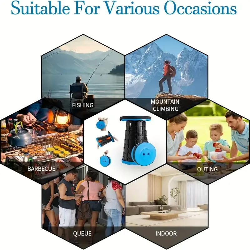 Portable Expandable Stool For Outdoor Activities, Lightweight Folding Stool For Traveling, Fishing And Hiking, Outdoor Camping - Image 4