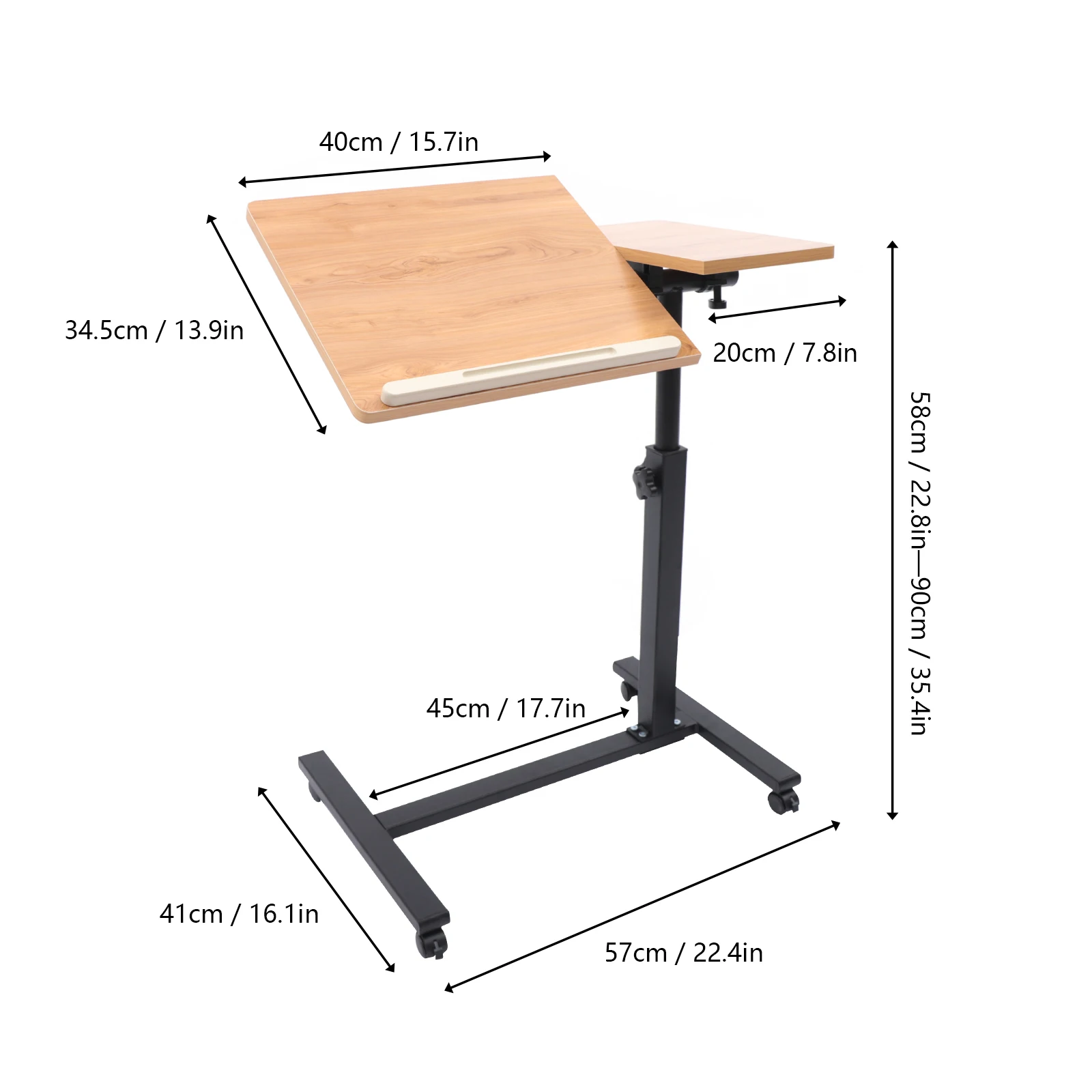 Adjustable Height Laptop Desk Rolling Cart Table Stand Movable Computer Table Sofa Side Tables - Image 5