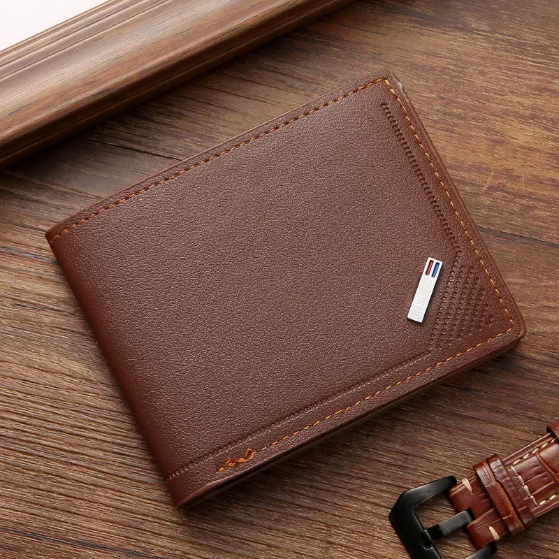 Men's leather short wallet thin wallet foldable minimalist soft leather wallet - Image 7