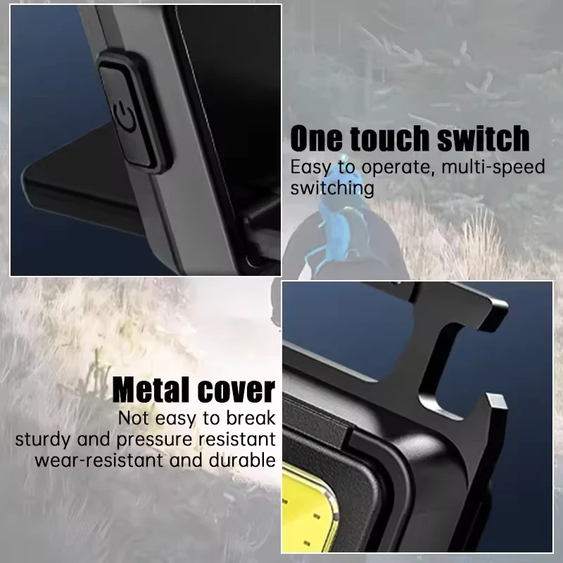 Flashlight Mini Keychain Light COB Work Light USB Rechargeable Lamp with 90° Foldable Side Lights Super Bright Portable Lanterns - Image 4