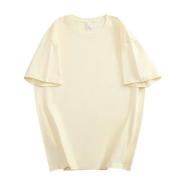 100% Cotton Men's Women Summer T-shirt Loose Short-sleeved Casual Basic T-Shirt Round Neck Solid Color Breathable Unisex Tops - 图片 9