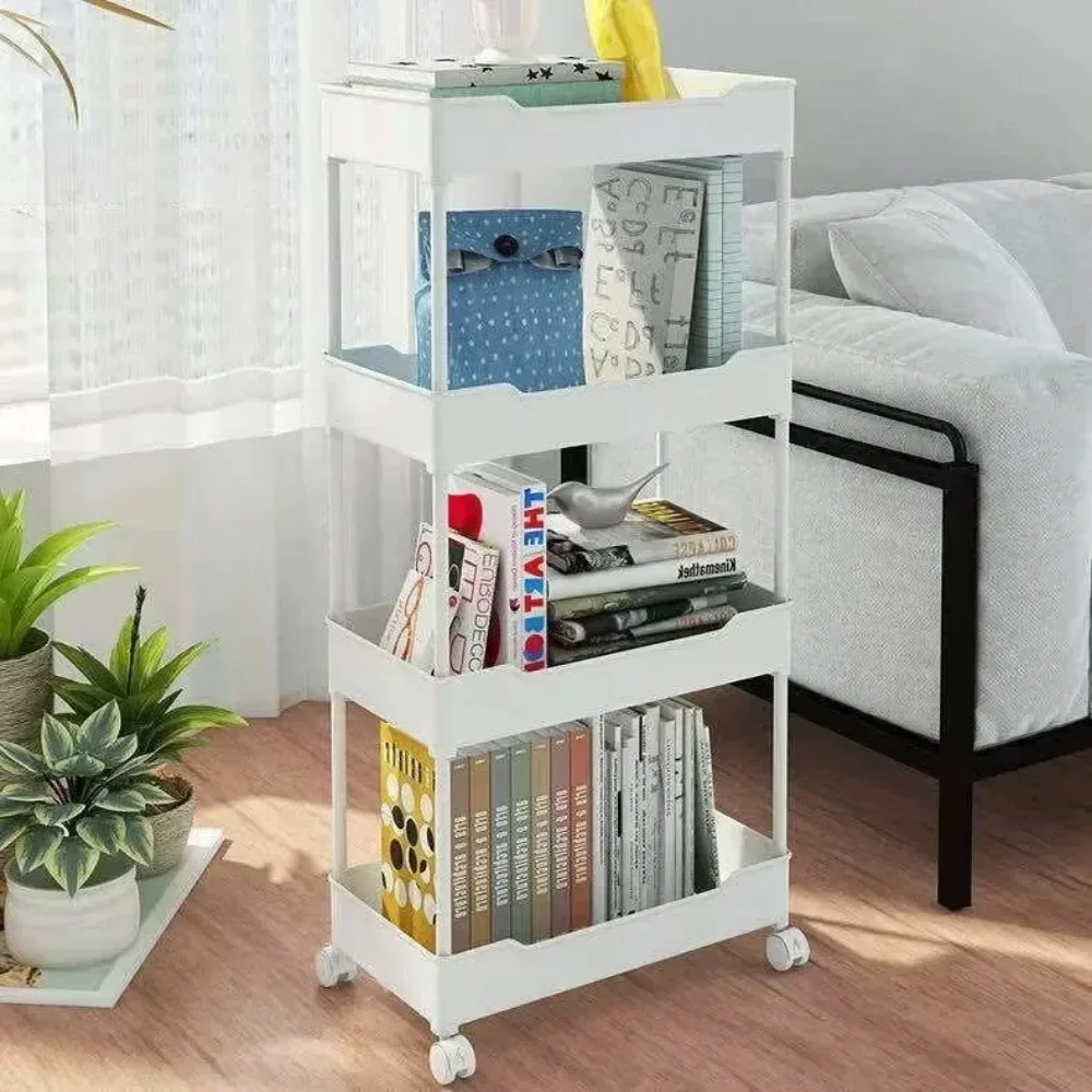 Bookshelf Storage Trolley Multi-Layer Shelves Household Snacks Storage Rack Mobile Kitchen Organizer Cart With Wheels - Image 6
