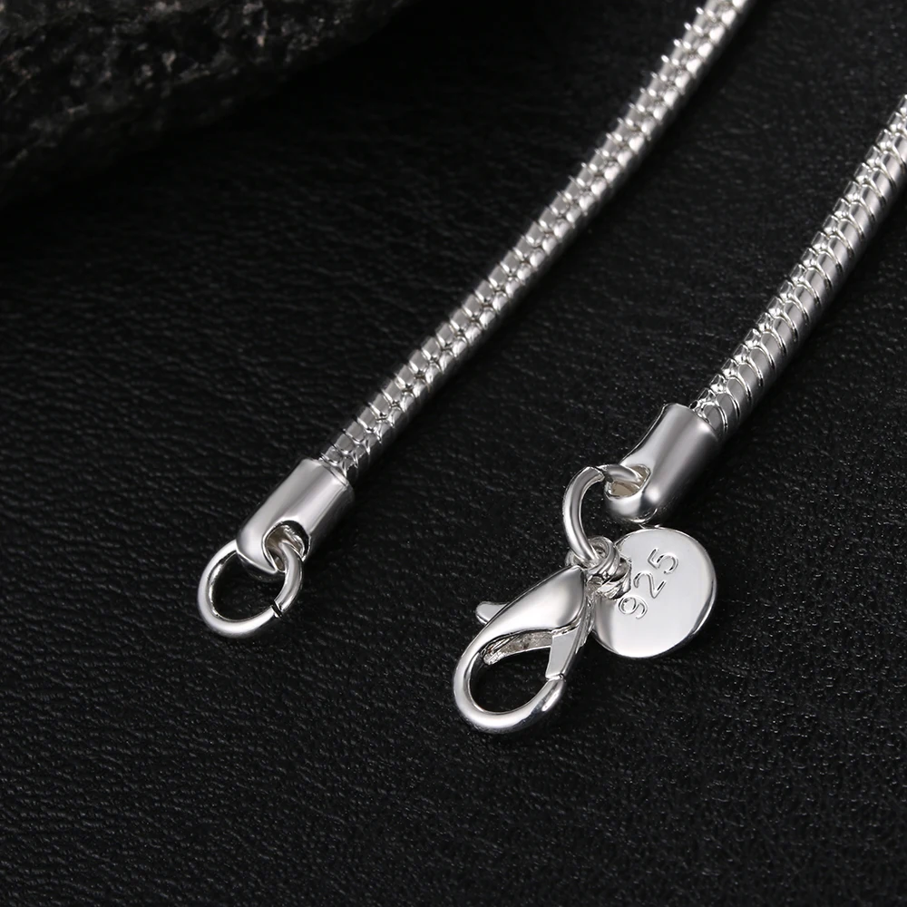 45-60cm Silver Color 1MM/2MM/3MM solid Snake Chain Necklace For Men Women Fashion Jewelry for pendant free shipping - Image 6