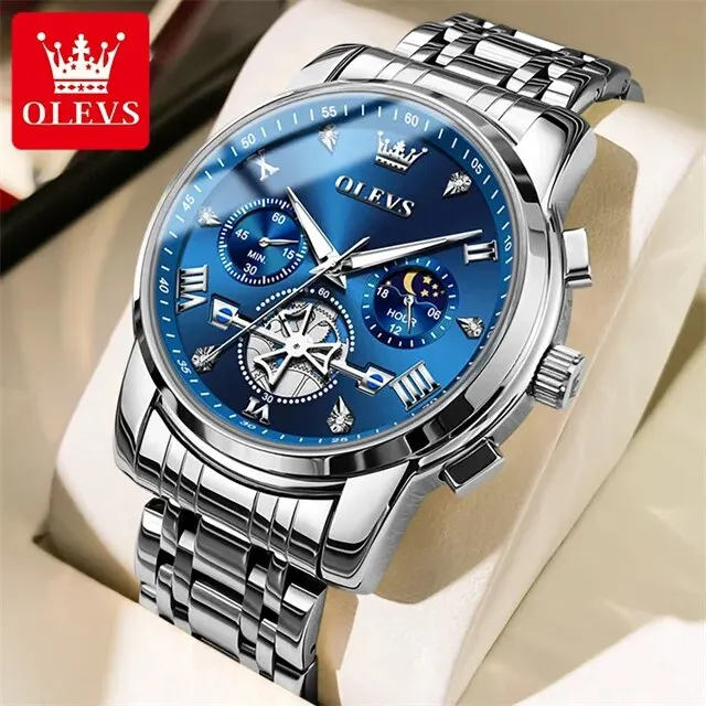OLEVS 2856 Man Watch 24 Hour Moon Phase Chronograph Waterproof Luminous Multifuncation Original Luxury Quartz Wristwatch for Men - Image 11