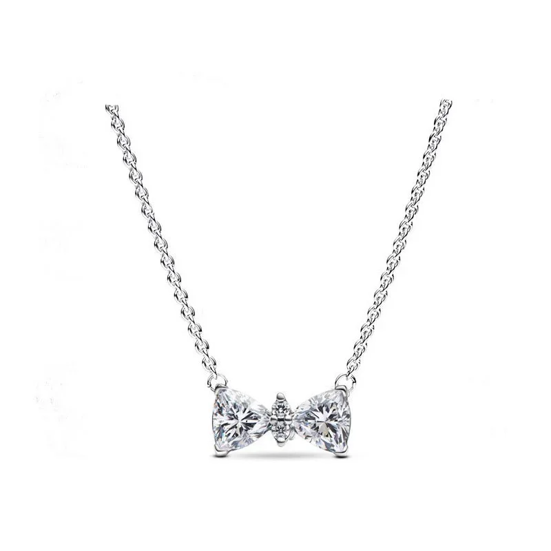 Pink Bow Set Original 925 Sterling Silver Colorful Zircon Ring Earrings Bracelet Necklace Original DIY Women's Jewelry Gift - Image 11