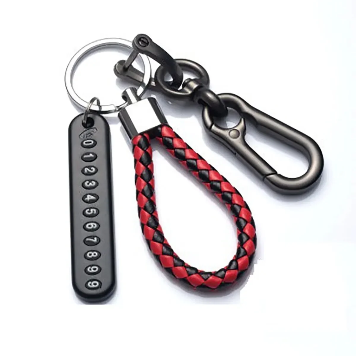 Trendy DIY Mobile Phone Number Plate Pendant Keychain for Men Punk Simple Woven Leather Rope Anti-lost Car Key Chain Accessories - Image 6