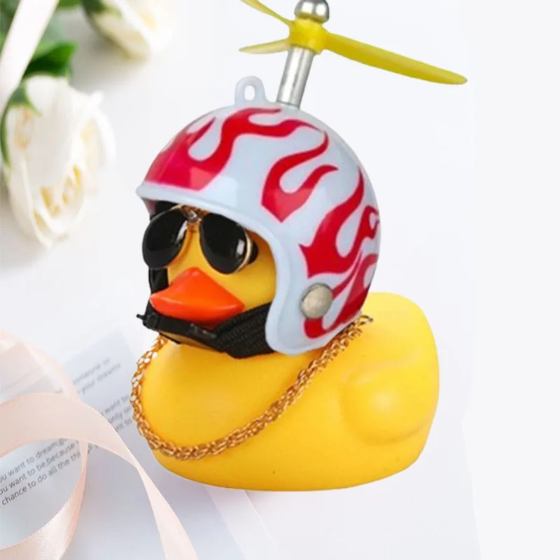 Car Duck With Helmet Broken Wind Pendant Small Yellow Duck Road Bike Motor Helmet Riding Cycling Accessories Without Lights - Image 7