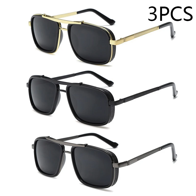 New Sunglasses Punk Sunglasses New Men's Square Uv400 Twin-beam Aviator Sunglasses - Image 15