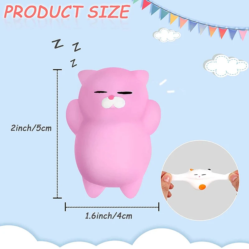 50-5 PCS Random Kawaii Mochi Squishy Fidget Toy Mini Cute Soft Cat Anti Stress Reliever Sensory Squeeze Xmas Gift for Adult Kid - Image 4