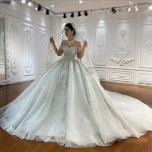 Customized NS4923 Off The Shoulder Straps Beading Wedding Dress Real Photos 2025